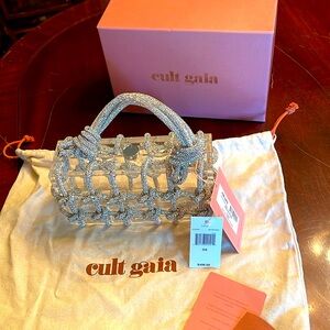 Cult Gaia clear and silver Bess shoulder purse